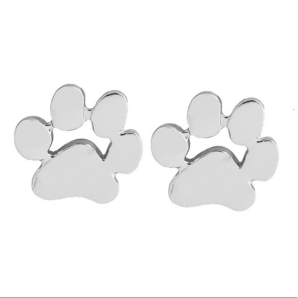 Silver tone paw print earrings studs 🐾 - Picture 2 of 2